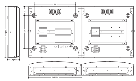 Invicta 3 Distribution Board 250A Dual Meter Incomer Kits Line Drawing Invicta 3 Distribution Board 250A Dual Meter Incomer Kits Line Drawing