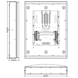 Invicta 3 Panelboard 250A Incoming 125A Outgoing Line Drawing Invicta 3 Panelboard 250A Incoming 125A Outgoing Line Drawing